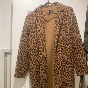 Zara leopard wool coat